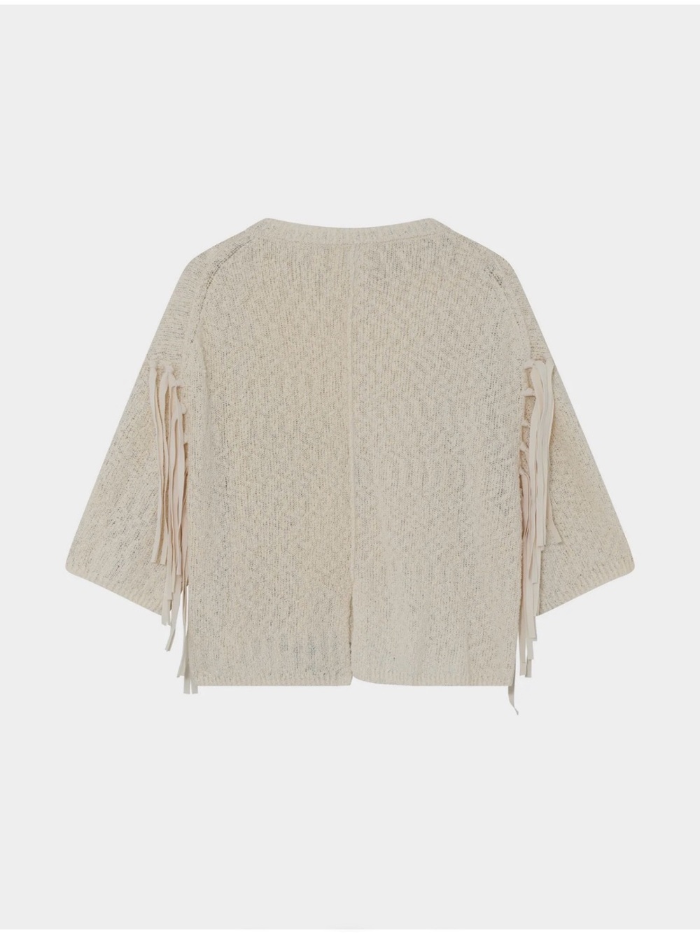 Day Birger Cream cotton blend Fringe Knit Sweater Women's Relaxed Pullover S - Picture 6 of 6